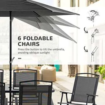 Stylish Outsunny Patio Dining Set with Umbrella & Chairs