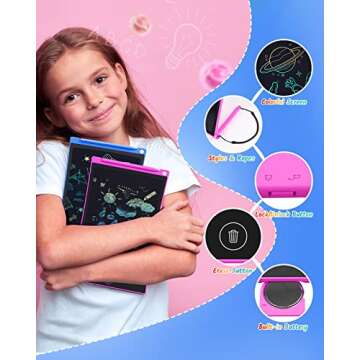 TECJOE 2 Pack LCD Writing Tablet, 8.5 Inch Colorful Doodle Board Drawing Tablet for Kids, Kids Trave...