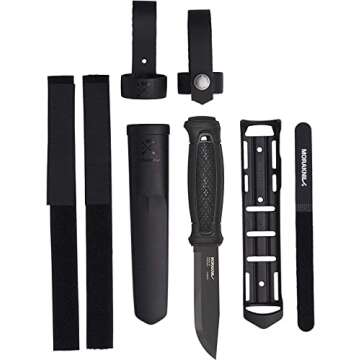 Morakniv Garberg Full Tang Fixed Blade Knife with Carbon Steel Blade, 4.3-Inch, MOLLE Multi Mount System, Black