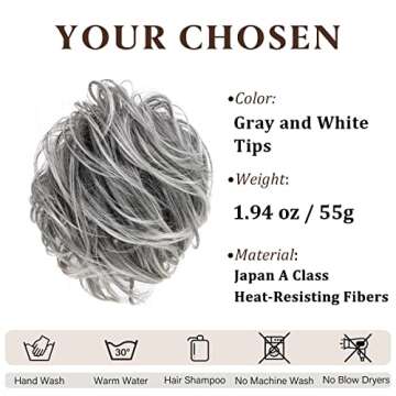 CJL HAIR Large Messy Bun Hair Piece Wavy Curly Scrunchies Synthetic Chignon Ponytail Hair Extensions...