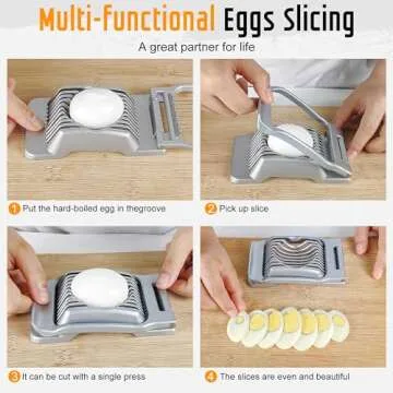 Yuzxaun Egg Slicer for Hard Boiled Eggs, Stainless Steel Wire, Heavy Duty Aluminium Egg Cutter Dishwasher Safe for Egg Strawberry Soft Fruit