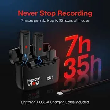 BearVlog Wireless Microphone Set for iPhone - 2 Lavalier Mics