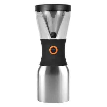 asobu Coldbrew Portable Cold Brew Coffee Maker With a Vacuum Insulated 34oz Stainless Steel 18/8 Carafe Bpa Free (Silver)
