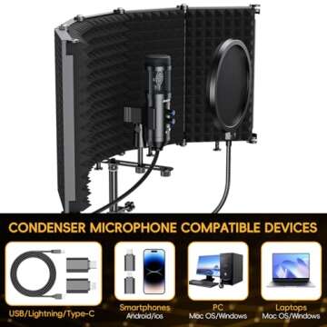 Dejasound Studio Microphone with Isolation Shield & Pop Filter