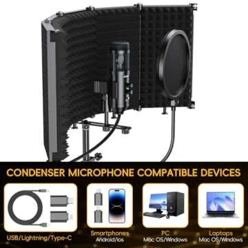 Dejasound Studio Microphone with Isolation Shield & Pop Filter