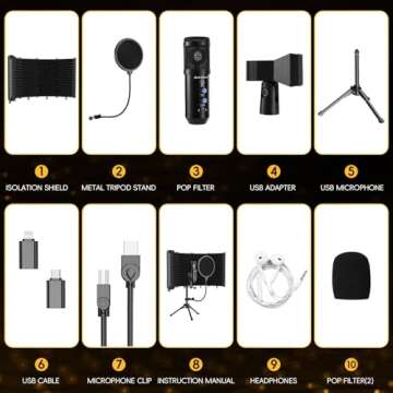 Dejasound Studio Microphone with Isolation Shield & Pop Filter