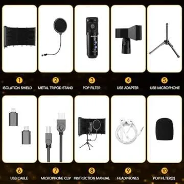 Dejasound Studio Microphone with Isolation Shield & Pop Filter