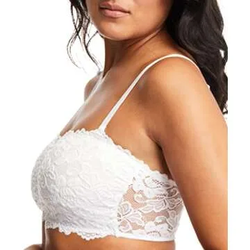 JENNY JEN Women's Amber Bandeau Bra with Adjustable Straps, Unpadded & Unlined Wireless Tube Top Bralette, Everyday Lingerie (X-Large, White)