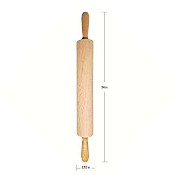 Frieling Crafted in the USA Maple Rolling Pin - Grande 2.75 x 15-Inch Wooden Rolling Pin with Handle...