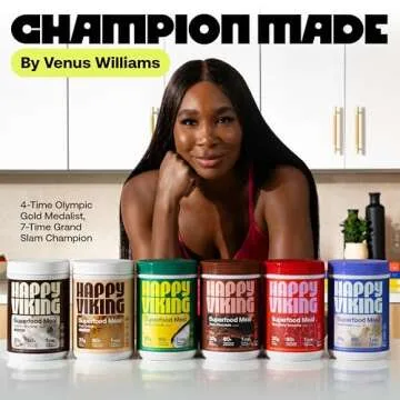 Happy Viking Variety Pack Plant Protein Powder, Created by Venus Williams, 20G Protein, Low Carb, Ke...