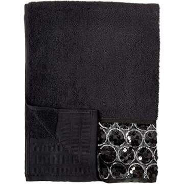 Zahari Home Sinatra Modern Bathroom Towel Set 3 Piece Towel Bath Towel, Hand Towel and Wash Towel Luxury Contemporary Decor Bling Black Bath Towel Sets Soft, Plush and Highly Absorbent