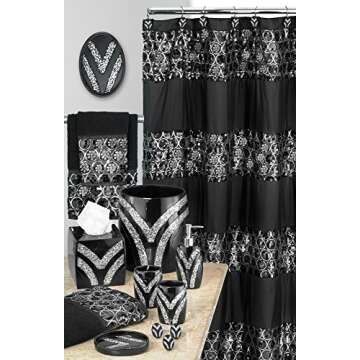 Zahari Home Sinatra Modern Bathroom Towel Set 3 Piece Towel Bath Towel, Hand Towel and Wash Towel Luxury Contemporary Decor Bling Black Bath Towel Sets Soft, Plush and Highly Absorbent