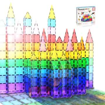 PicassoTiles Mega Building Bundle: 100PC + 60PC Magnet Tiles Construction Blocks Playsets, STEAM Learning & Educational Sensory Playset for Preschool & Kindergarten Kids Ages 3+, A Classroom Must Have