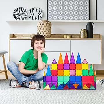 PicassoTiles Mega Building Bundle: 100PC + 60PC Magnet Tiles Construction Blocks Playsets, STEAM Learning & Educational Sensory Playset for Preschool & Kindergarten Kids Ages 3+, A Classroom Must Have