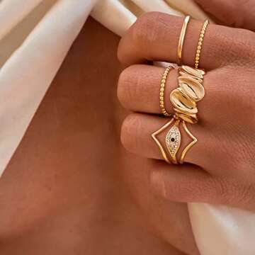 GNIRTSI Gold Concave Ring for Women Twisted 14K Gold Plated Minimalist Stack Chunky Band Finger Jewelry Size 10