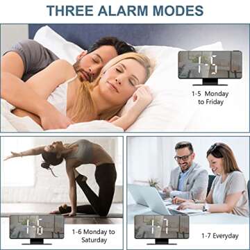 Ankilo Projection Alarm Clock for Bedroom, 7.8" Large Digital Clock with 180° Projector, 12/24H, USB Charging Port, Temperature & Humidity Display, Snooze, Bedside Clock for Heavy Sleeper