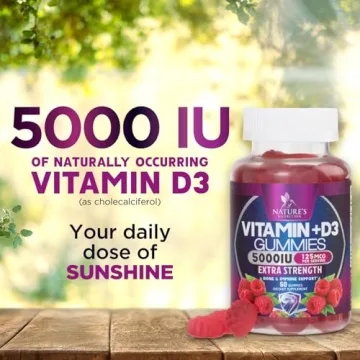 Vitamin D3 Gummies 5000 IU - Delicious Raspberry Flavor