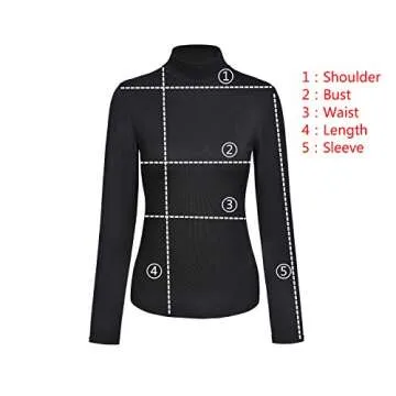 Kindcall Black Turtleneck Women Shirts Long Sleeve Athletic Casual Tops for Women Medium