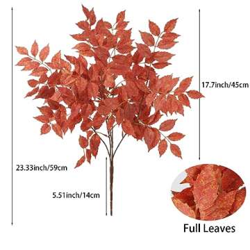 GTIDEA 2 Bunches Fall Maple Leaves Stems Artificial Fake Fall Plants Autumn Flowers Branches Greenery Stems for Thanksgiving Table Centerpiece Home Vase Party Wreath Garden Decor