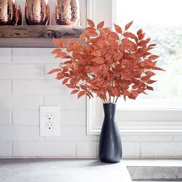 GTIDEA 2 Bunches Fall Maple Leaves Stems Artificial Fake Fall Plants Autumn Flowers Branches Greenery Stems for Thanksgiving Table Centerpiece Home Vase Party Wreath Garden Decor