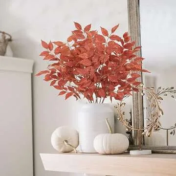 GTIDEA 2 Bunches Fall Maple Leaves Stems Artificial Fake Fall Plants Autumn Flowers Branches Greenery Stems for Thanksgiving Table Centerpiece Home Vase Party Wreath Garden Decor