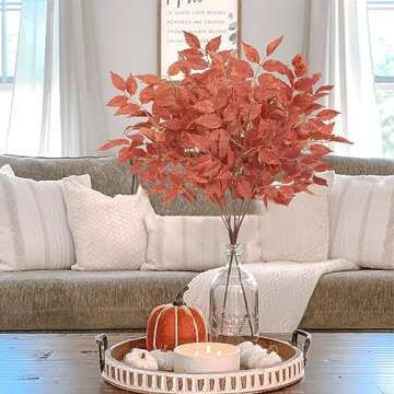 GTIDEA 2 Bunches Fall Maple Leaves Stems Artificial Fake Fall Plants Autumn Flowers Branches Greenery Stems for Thanksgiving Table Centerpiece Home Vase Party Wreath Garden Decor
