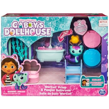 Gabby's Dollhouse Primp and Pamper Bathroom Set with MerCat Figure