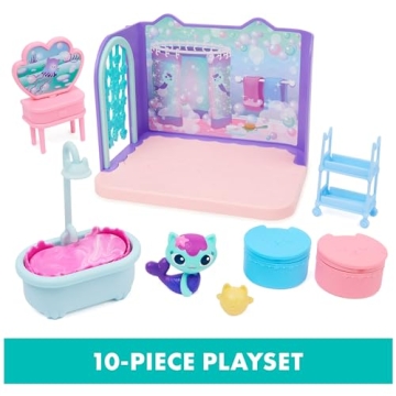 Gabby's Dollhouse Primp and Pamper Bathroom Set with MerCat Figure