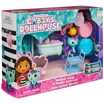 Gabby's Dollhouse Primp and Pamper Bathroom Set with MerCat Figure