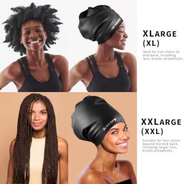 Extra Large Swim Cap for Braids and Dreadlocks Afro Hair Weaves Long Hair, Waterproof Silicone Cover...