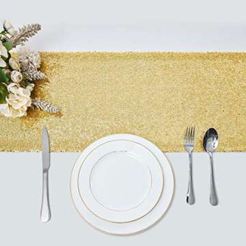 2 Packs 12 x 72 inches Gold Sequin Table Runner for Memorable Events