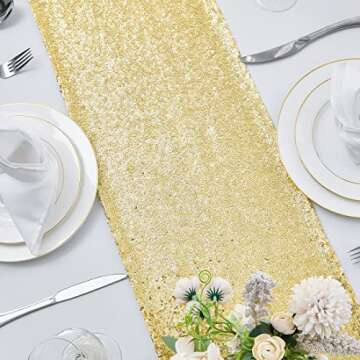 Elegant Gold Sequin Table Runner for Parties and Weddings