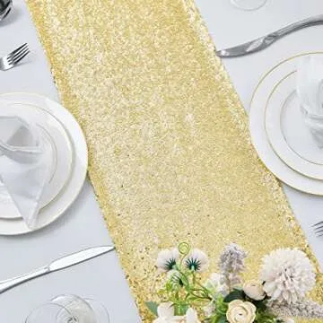 Elegant Gold Sequin Table Runner for Parties and Weddings
