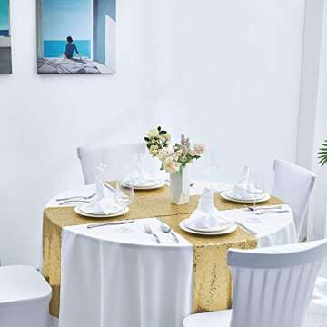 Elegant Gold Sequin Table Runner for Parties and Weddings
