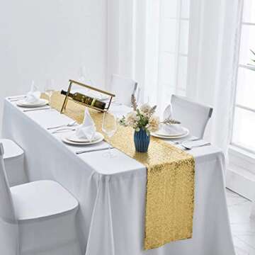 Elegant Gold Sequin Table Runner for Parties and Weddings