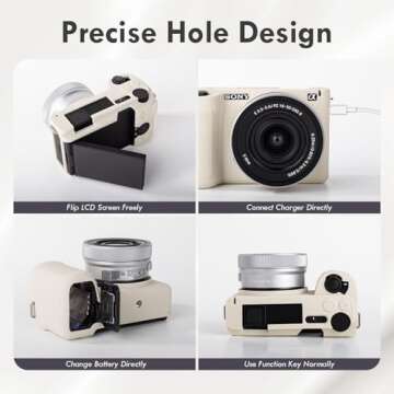MUZIRI KINOKOO Soft Silicone Case Compatible for Sony ZVE10 II/ZV-E10 II Camera, Protective Case for Sony Alpha ZV-E10 II/ZVE10 II Camera - Anti-Slip & Anti-Scratch Enhanced Grip to Camera - White