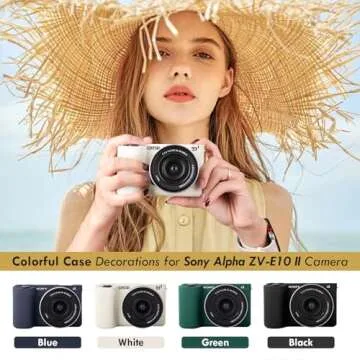 MUZIRI KINOKOO Soft Silicone Case Compatible for Sony ZVE10 II/ZV-E10 II Camera, Protective Case for Sony Alpha ZV-E10 II/ZVE10 II Camera - Anti-Slip & Anti-Scratch Enhanced Grip to Camera - White