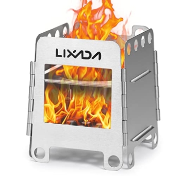 Lixada Portable Stainless Steel Camping Wood Burning Stove for Hiking and BBQ