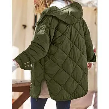 Dyexces Women’s Quilted Puffer Jacket Hooded Zip Up