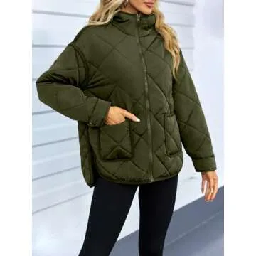 Dyexces Women’s Quilted Puffer Jacket Hooded Zip Up