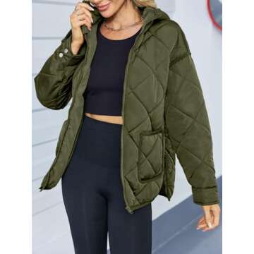 Dyexces Women’s Quilted Puffer Jacket Hooded Zip Up