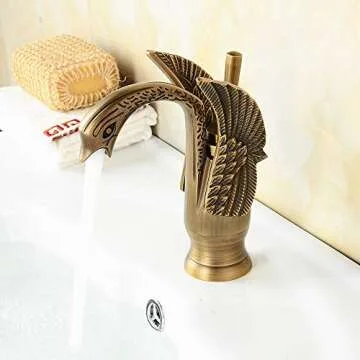 Luxury Swan Shape Brass Bathroom Sink Faucet for Elegant Use