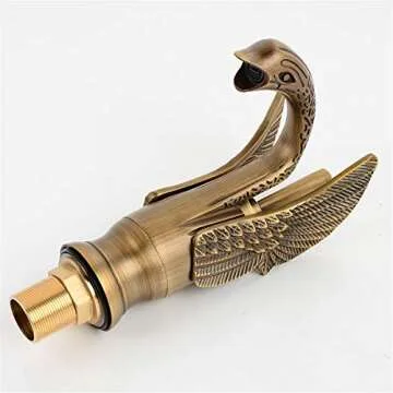 Luxury Swan Shape Brass Bathroom Sink Faucet for Elegant Use