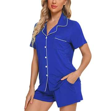 Pjmlifecoco Bridal Pajamas for Women Short Sleeve Button Down Pajama Shorts Set Summer Soft Pj Loung...