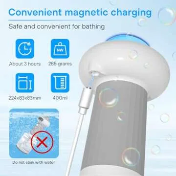 LilyAbeille Dog Shampoo Dispenser, UFO Dog Shampoo Sprayer, Electric Foaming Shampoo Dispenser for Dog and Cat Washing, for Bathtub, Kitchen Sink, Bathroom Cleaning, Grey