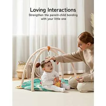 Baby Play Mat, Besrey 7 in 1 Thicker Baby Play Gym, 5 Zoo Theme Developmental Toys Activity Gym Mat, 2 Replaceable Washable Mat Cover, Soft Pillow & Cushion, Tummy Time Mat for Toddler Infant Newborn