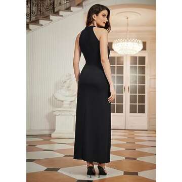 GRACE KARIN Prom Formal Dress for Women Evening Party Cocktail Bridesmaid Maxi Dress Black M