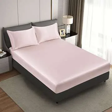 HommxJF Blush Pink Satin Pillowcase Set (2) for Hair & Skin Care