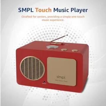 SMPL One-Touch Music Player & Radio for Seniors - Audiobooks, MP3 Player Sound, Durable Wooden Enclo...