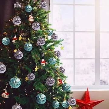 Set of 4 Crystal Blue Mercury Glass Ornaments (3.15" Classic Twist Ball) - Perfect for Christmas Tree, Hanging Holiday Decoration, Gifts & Home Decor